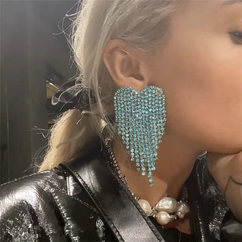 Новые блестящие серьги Стразы в форме крыла сердца Женские Висячие ювелирные
