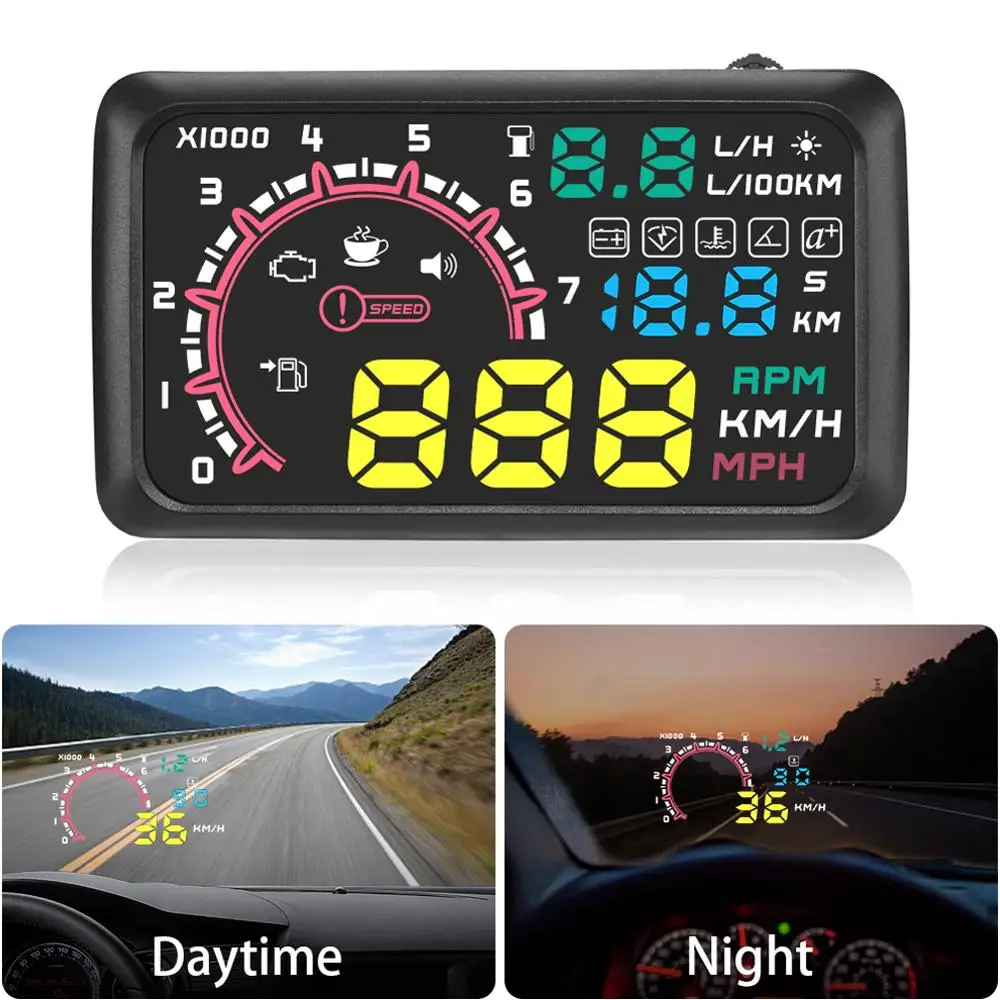 5 дюймовый автомобильный дисплей на голову OBD2 система Предупреждение о