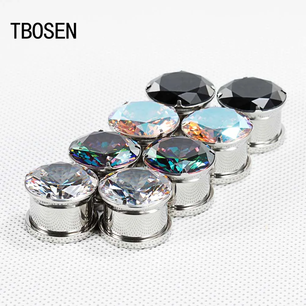 Серьги-туннели из нержавеющей стали с цирконом заглушками Для Пирсинга Ушей