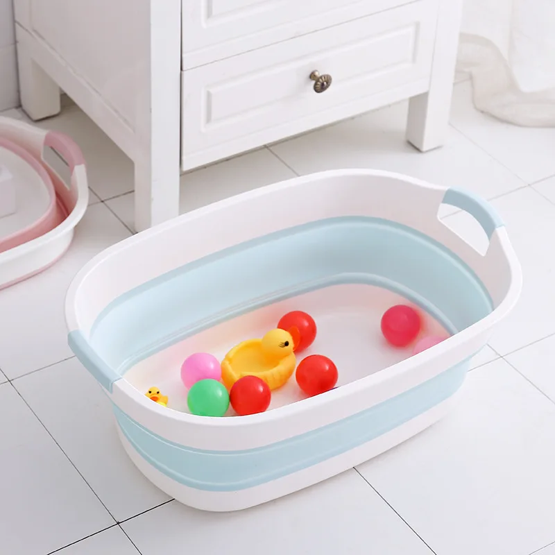 IMBABY Newborn Foldable Bathtub Infant Shower Bath Tub Bathtub for Children Kids Safety Security Bath Accessories Storage Basket