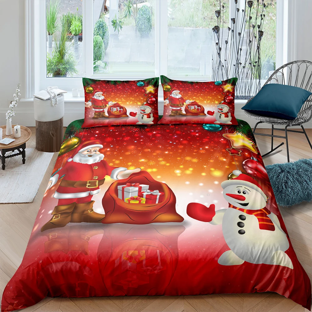 

2021 Christmas Bedding Set 3D Santa Claus Luxury Duvet Cover Single Double King Size Bedding Cover Quilt Cover Home Textiles