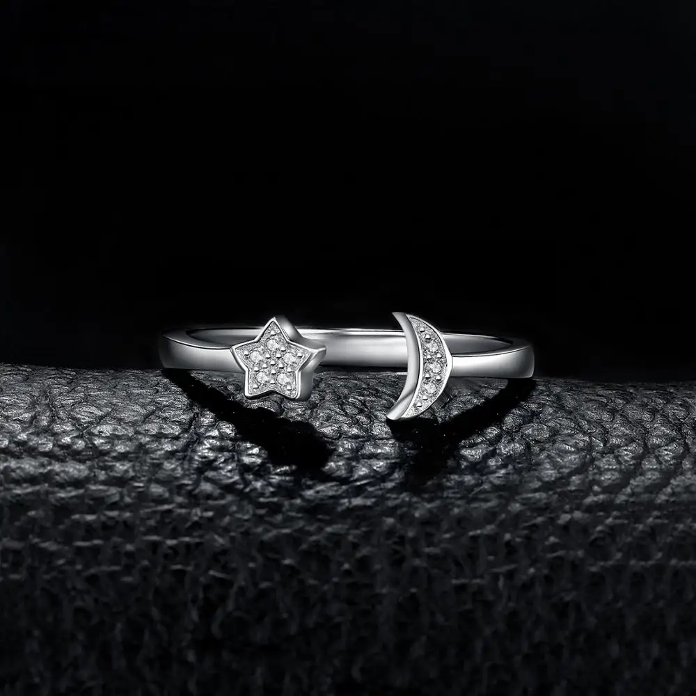 Фото Женское серебряное кольцо с Луной и звездами JewelryPalace, открытое регулируемое кольцо-манжета с кубическим цирконием, 925 пробы №2