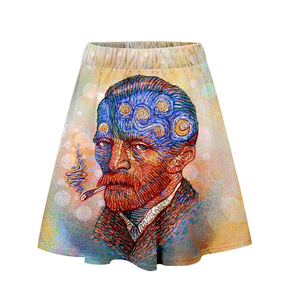 

Van Gogh Painting Skirt Harajuku Casual Artist Style Harajuku Pop Skirts New Sexy Kpops Women Casual Oil Painting Summer Dress