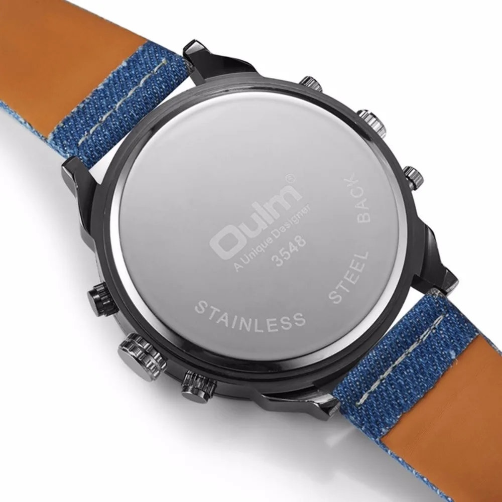 OULM Мужские часы от известного бренда военные мужские с 2 временными зонами модные