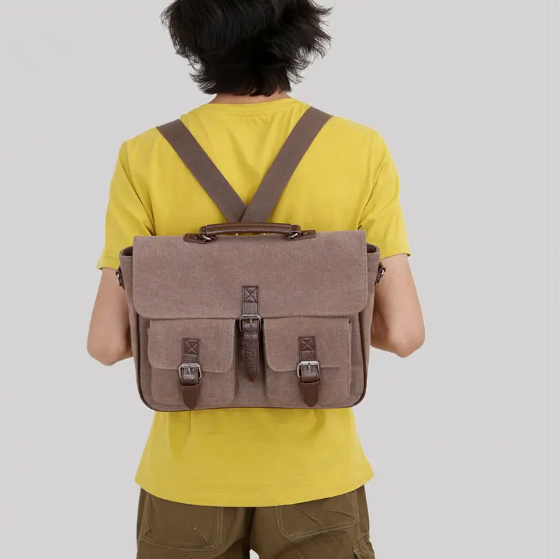 Портфель SCIONE мужской парусиновый классический саквояж на плечо сумочка-тоут