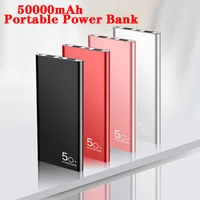 new ultra thin power bank 50000mah with digital display 2 usb ports outdoor travel portable powerbank for xiaomi samsung iphone