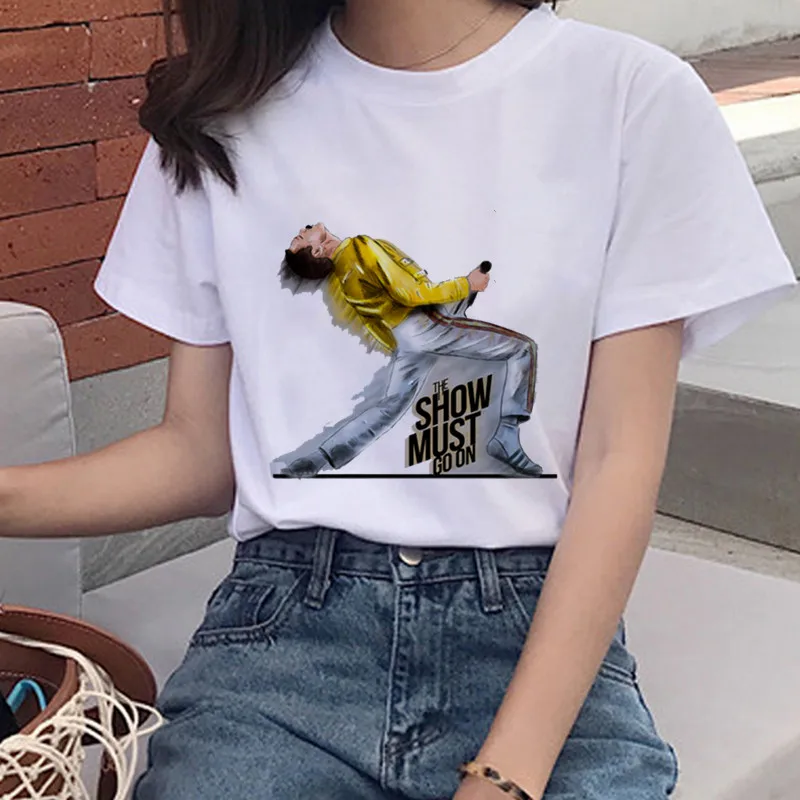 Футболка женская с круглым вырезом модная рубашка принтом Фредди Меркьюри и