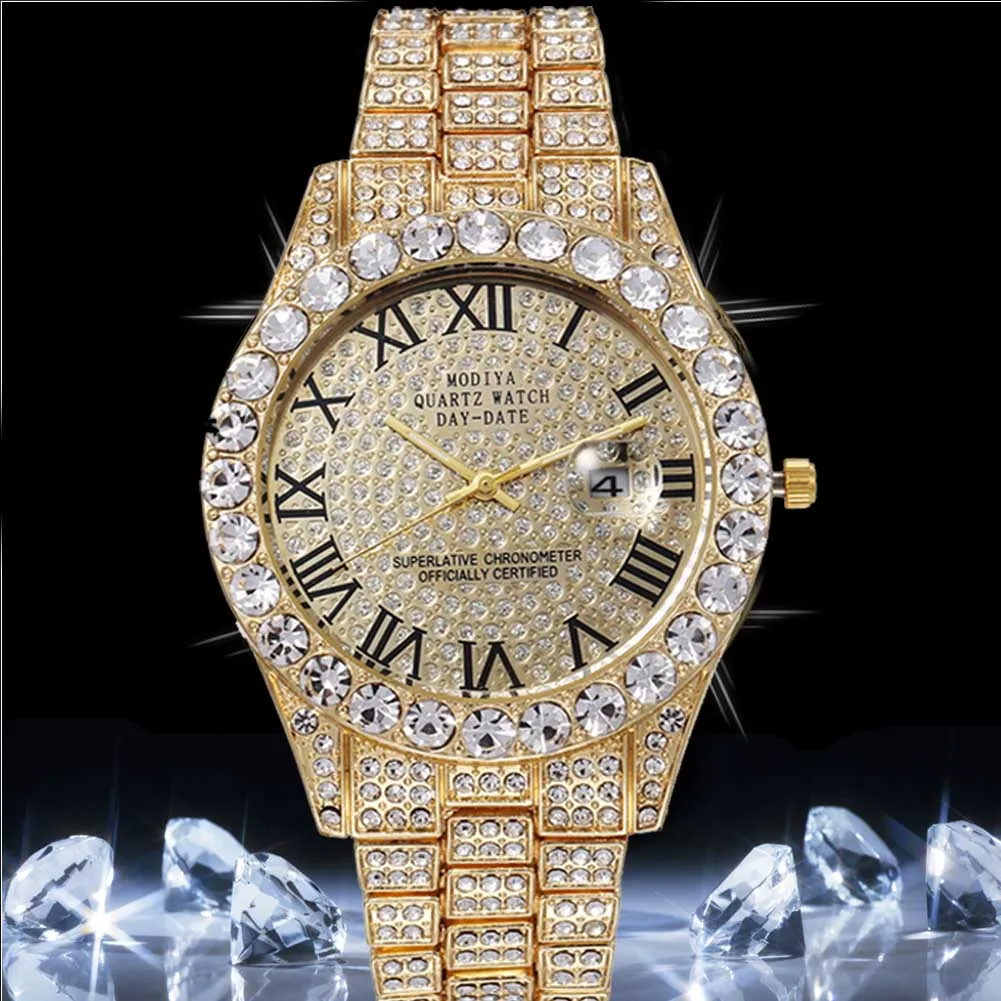 Hip Hop Luxury Quartz Mens Watches Iced Out Watch Men Fashion AAA Cz Full Bling Diamond Watch for Men Waterproof Male Clock XFCS iced out watches men hip hop mens quartz watch man bling luxury diamond watch waterproof male clock full stainless steel relogio