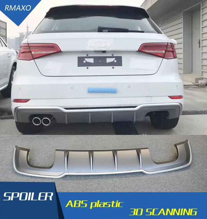 Задний спойлер для Audi A3 S3 2017 2019 хэтчбек RS3 ABS задний бампер диффузор защитные