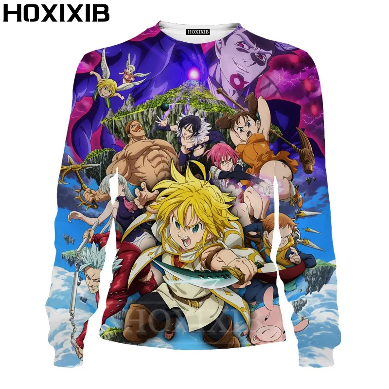 

HOXIXIB The Seven Deadly Sins Sweatshirt Women Casual 3D Print Anime Men Shirt Sports Run Fox's Sin Of Greed Ban Unisex Clothing