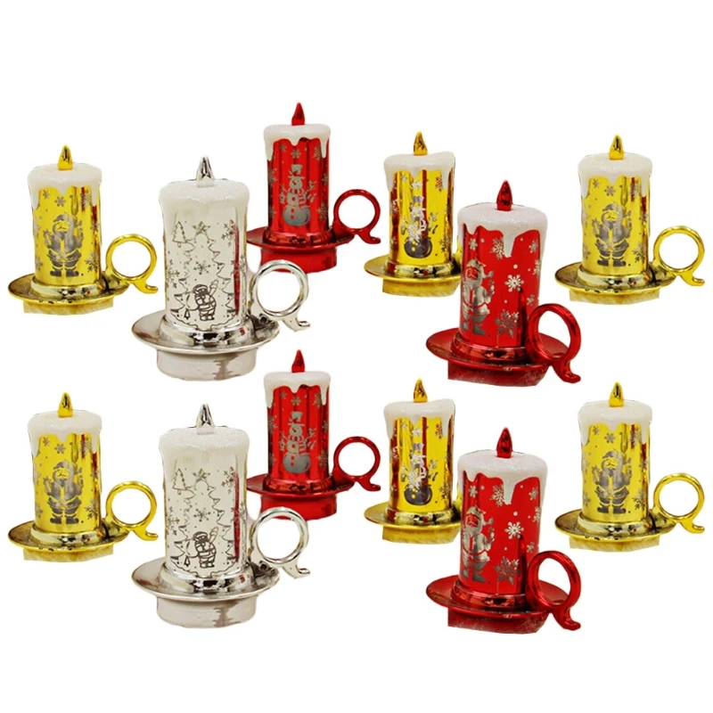

12pcs Christmas Flameless Candles Night Light LED Candle Santa Snowman Decor