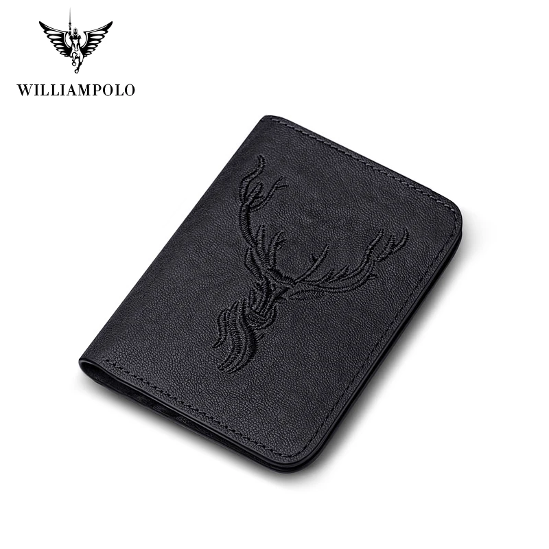 Модный маленький ультратонкий компактный мужской кошелек Williampolo бумажник ручной