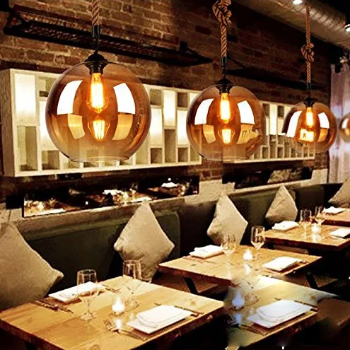 Лофт винтажный светильник Промышленный Глобус стеклянный ing пеньковая веревка