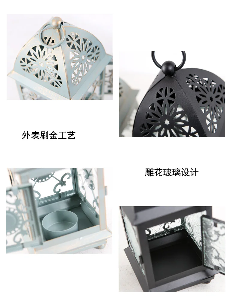 Металлический старинный держатель для свечей роскошный черный геометрический