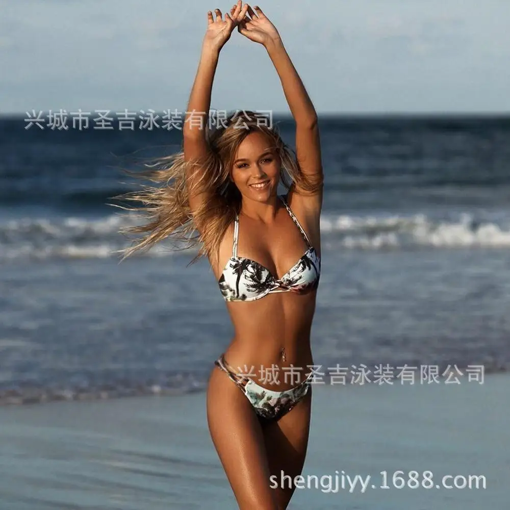 Новый стильный купальник Amazon с кокосовым принтом и галстуком Bikin|Купальники| |
