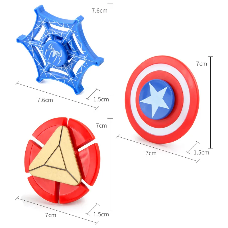 Мстители игрушки-фиджеты Капитан Америка щит фиджет-Спиннер Человек-паук