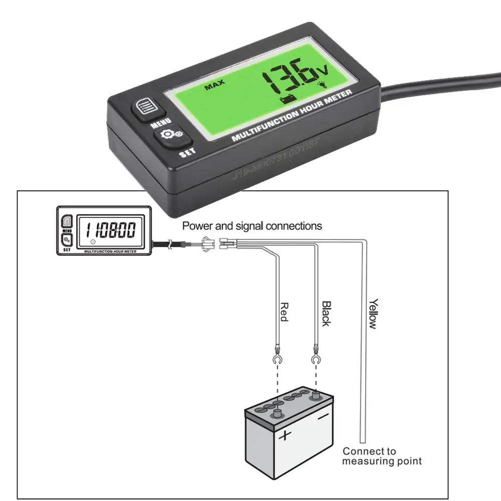 

China Suplier New Functional Digital Inductive Gasoline Engine Hour Meter Tachometer Maintenance Reminder Counter For Motor Boat
