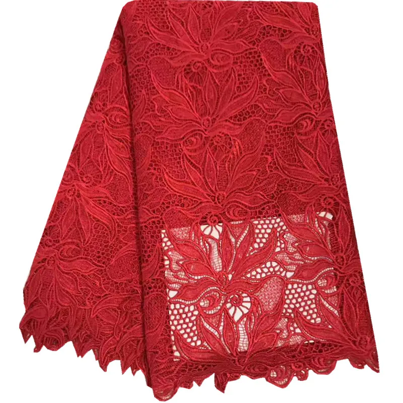 

Latest African Guipure Lace Water Soluble Chemical Lace High Quality African Cord Lace Black Lace Fabric On Sale For Party 816