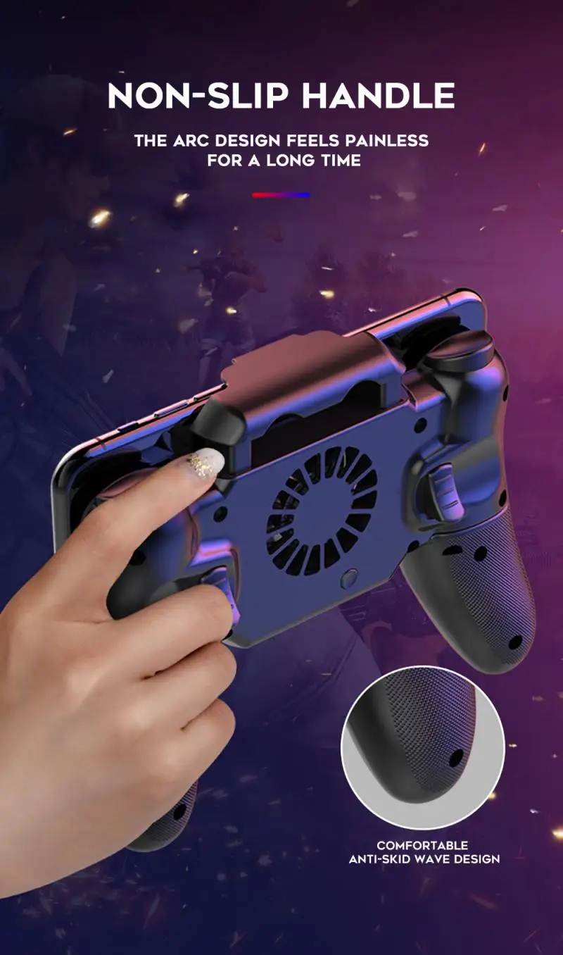

PUBG Mobile Joystick Controller Bluetooth Gamepad For IOS Apple Only Six 6 Finger Operating Gamepad With Cooling Fan
