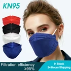 Маски для взрослых в форме рыбы со ртом для лица, маски от пыли, черные одноразовые нетканые 4-слойные защитные маски KN95, респиратор с фильтром