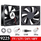 2 шт., охлаждающий вентилятор Gdstime 92 мм 9225, 92x92x25 мм, 5 В, 12 В, 24 В, 48 В