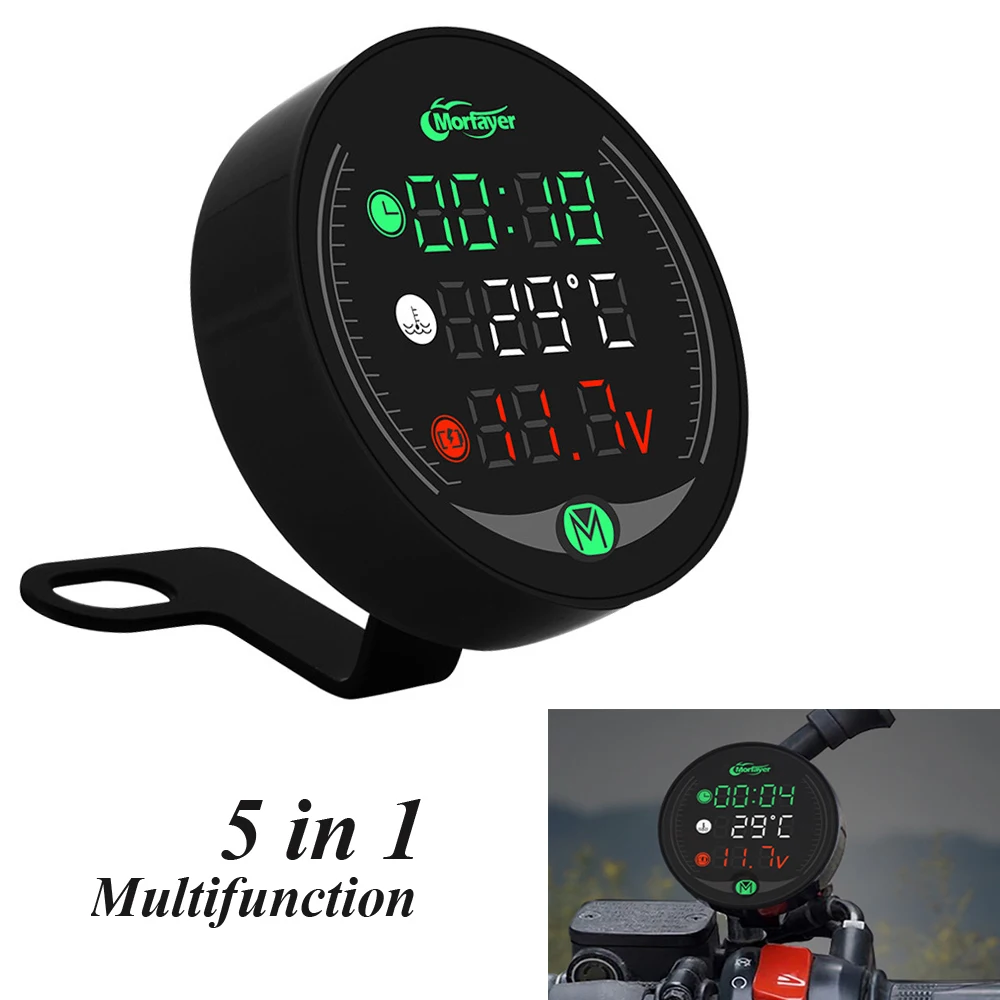 5 в 1 мотоцикла многофункциональный прибор для измерения температуры воды время