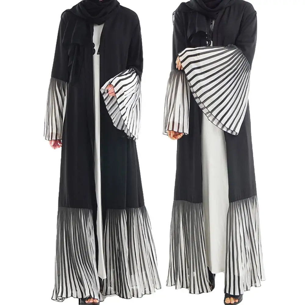 Женский открытый кардиган в мусульманском стиле плиссированная Лоскутная