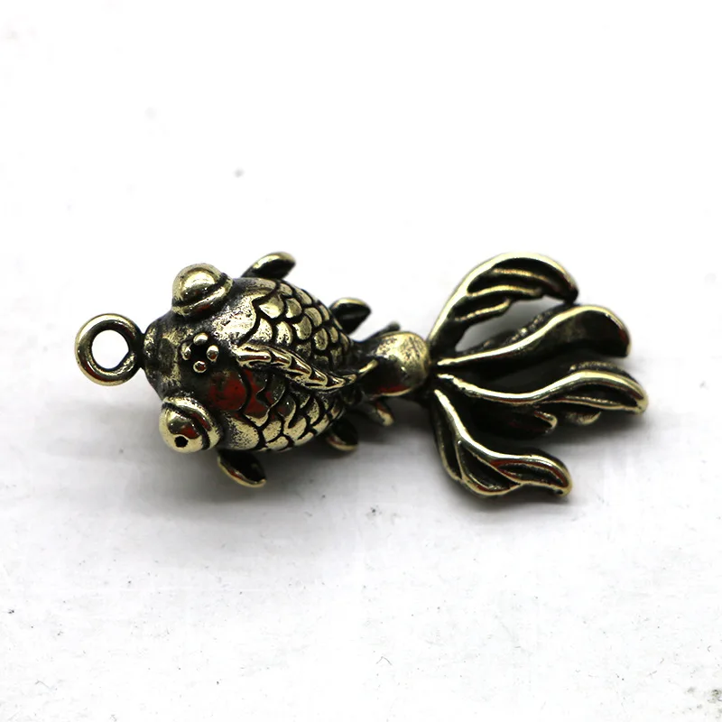 

Pure copper hand-made old keychain solid goldfish lucky fish hollow gourd pendant chain car pendant retro gift craft ornaments