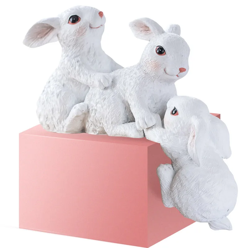 Creative cute rabbit animal ornaments resin figurines desktop fairy tale garden easter home decoration accessories |