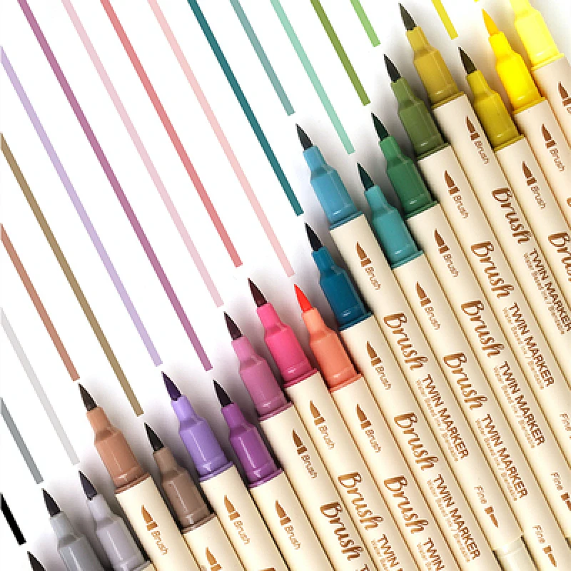 

3Pcs/set Retro Double Headed Brush Pen Creative Art Marker Pen For Drawing Painting Watercolor Stationery Cute School Study