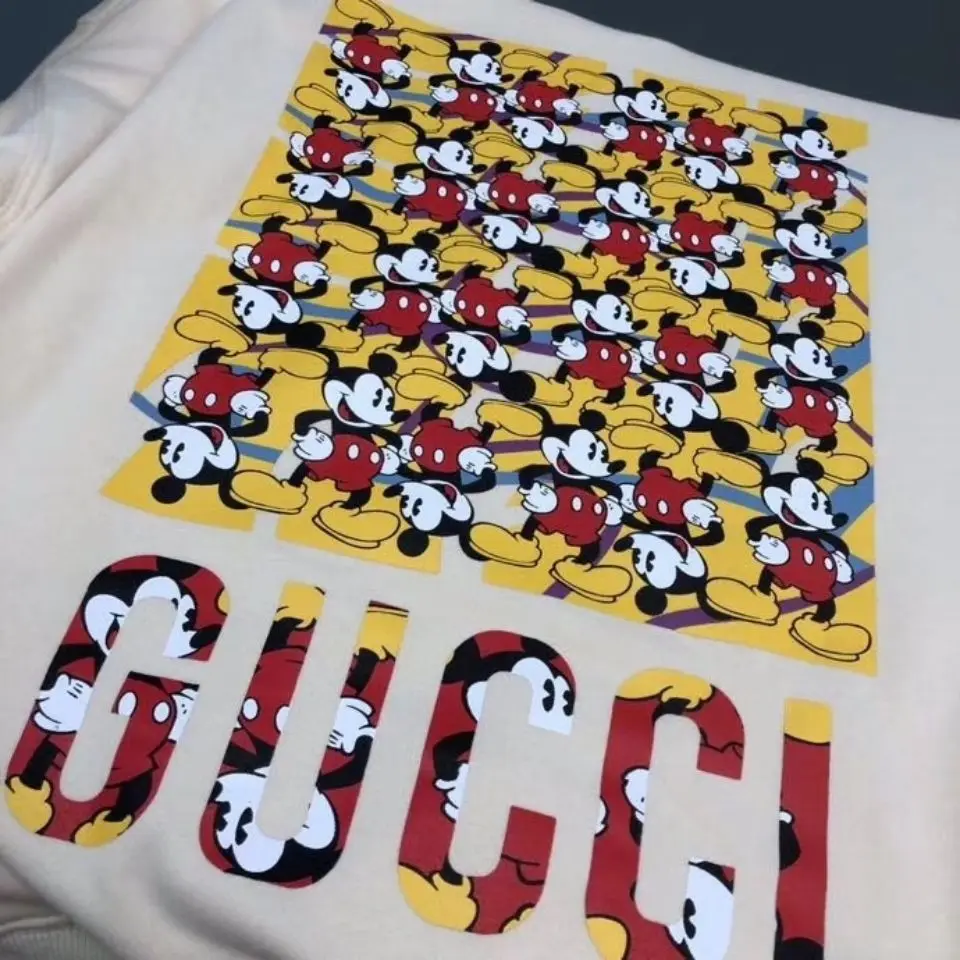 

European and American Spring and Winter Thin Printed Round Neck Cotton Sweater, Men's and Women's Loose Base Coat, Damp Terry