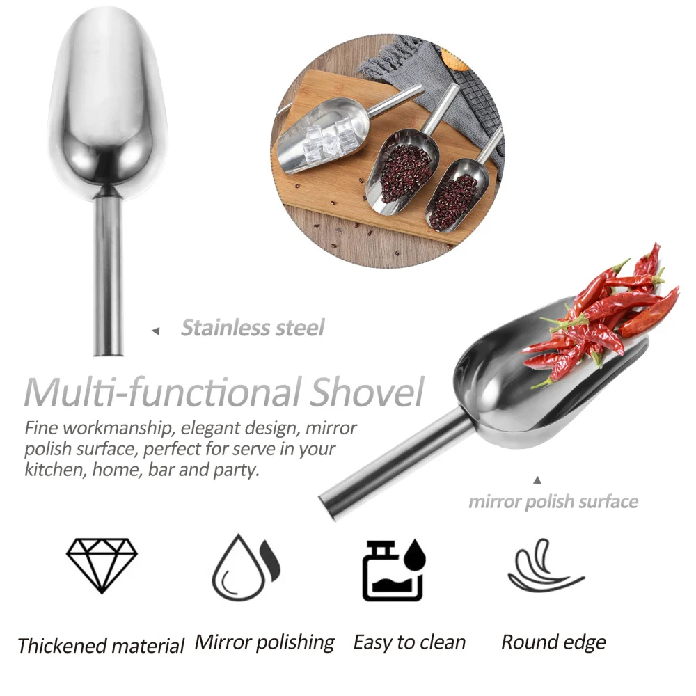 

1 Set 3pcs Multi-functional Food Scoops Ice Scoops Rice Shovels (Steel Color)