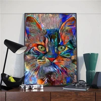 abstract colorful cute animal pet cat art poster print cat graffiti art canvas painting cuadros wall art picture room home decor