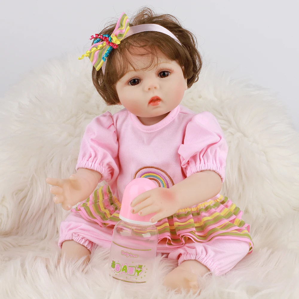

Realistic Newborn Baby 18 '' Silicone Doll cloth Body Lifelike Bebe Reborn Dolls For Children Birthday Gift Shower Toy