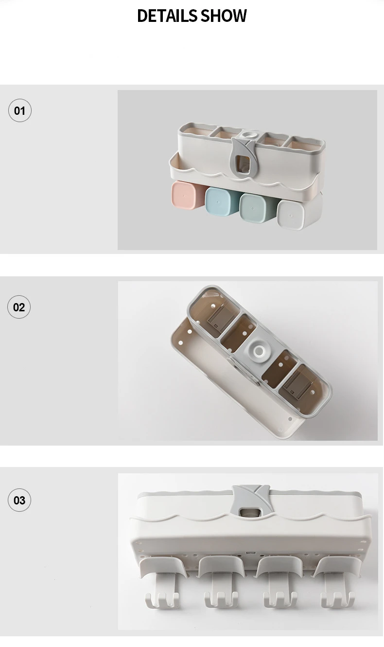 4pcs Multifunctional Toothbrush Holder Bathroom Accessories Set Automatic Toothpaste Dispenser Holder Bathroom Storage