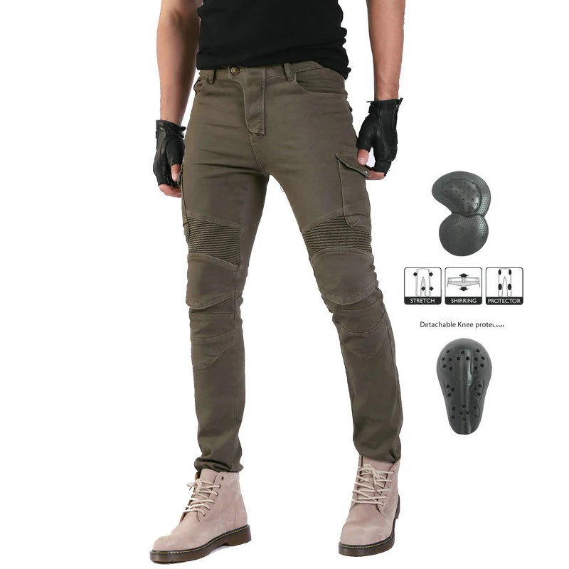 

Men's Motorcycle Pants Summer Brown Motorcycle Pants Jeans Protective Equipment Riding Travel Pants