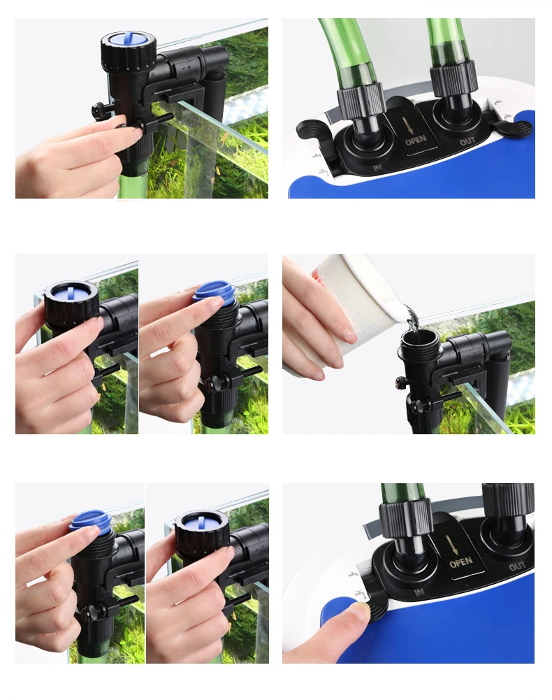 

SUNSUN HW-3000 HW--5000 LCD Monitor 6-section adjustable flow Display 4-Stage Aquarium External Canister Filter 9W UV Sterilizer