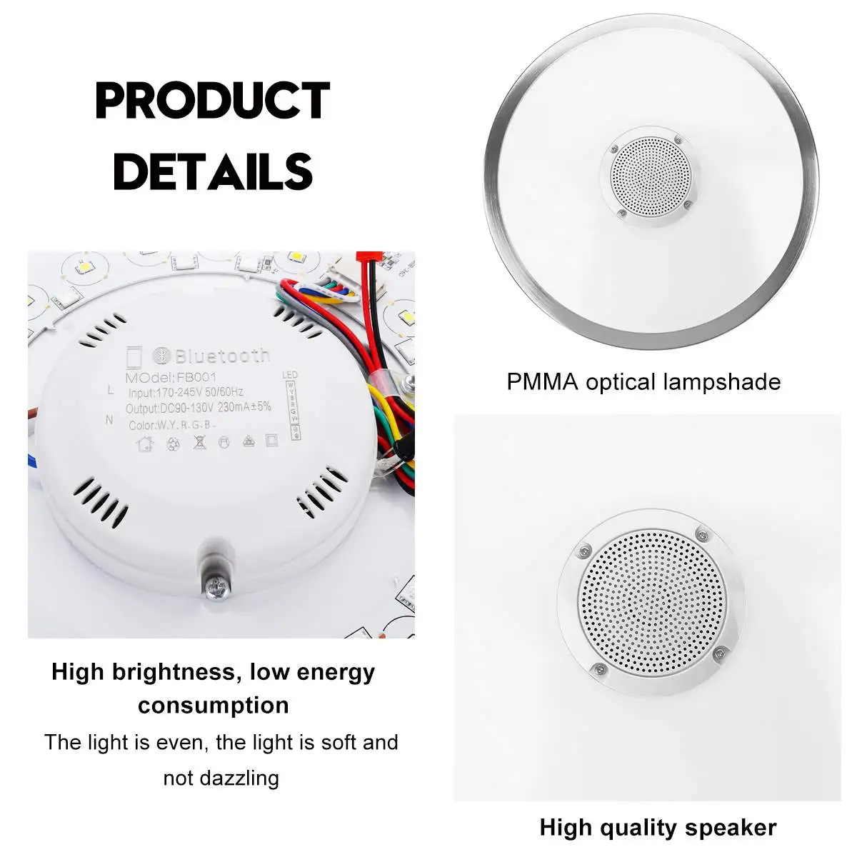 

Led Ceiling Light With Remote Control bluetooth Speaker Modern App Dimmable RGB Music Ceiling Lights for Bedroom Livingroom