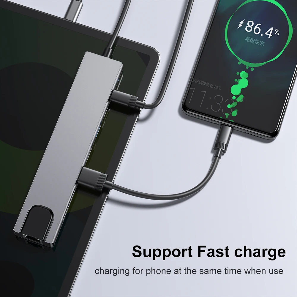 Usb-концентратор Usb Type-C на несколько устройств Usbc 3 0 разветвитель Otg Hdmi RJ45