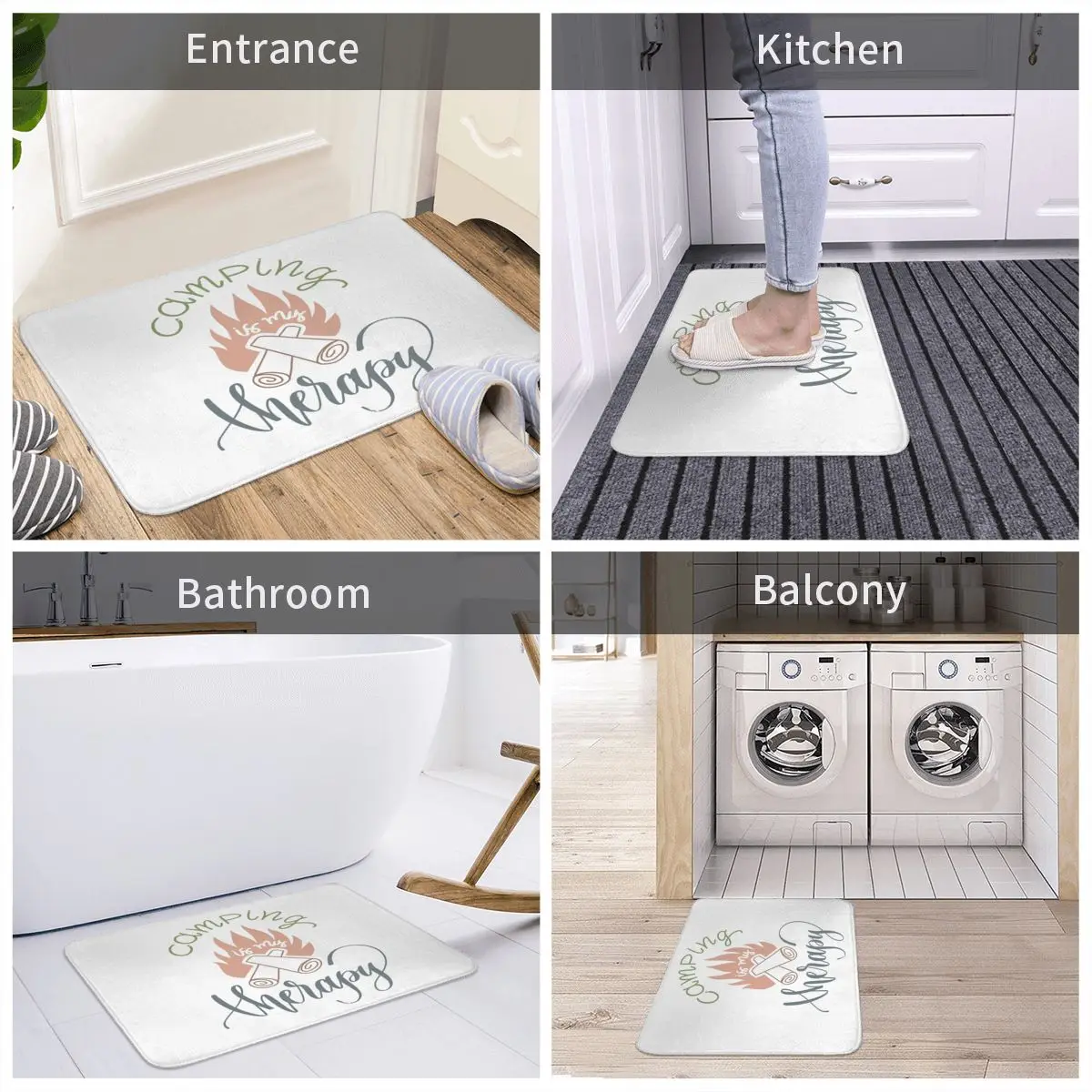 

Bath Mat Camping Is My Therapy Door Mat Rug Carpet Anti-slip Antiwear Entrance Living Room Home Bathroom Hallway Bedroom