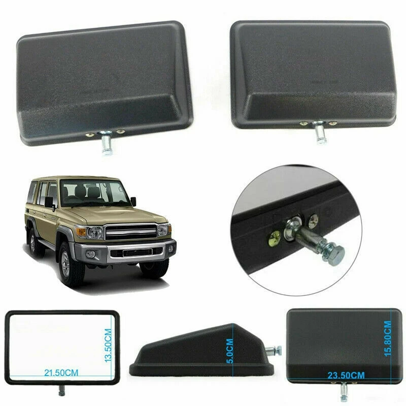 2X черные боковые зеркала заднего вида для Toyota Land Cruiser 70 75 78 HILUX UTE | Автомобили и