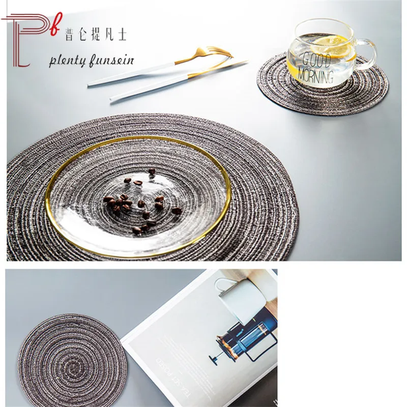 4 шт./компл. круглый рами изоляционная Подушка сплошной Салфетки льняные