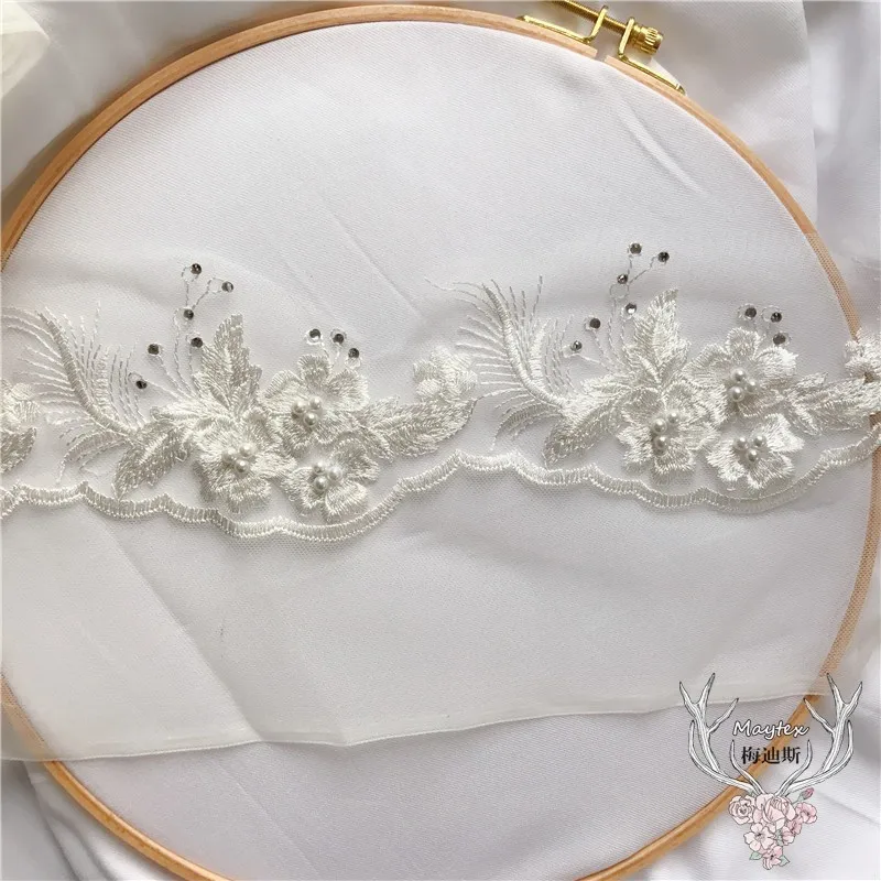2Meters Color Beads Small Lace Waist Ornaments Veil Decoration Jewelry Sleeve Patch Trimming Beaded Timrs 7.5cm LJ0170 | Дом и сад