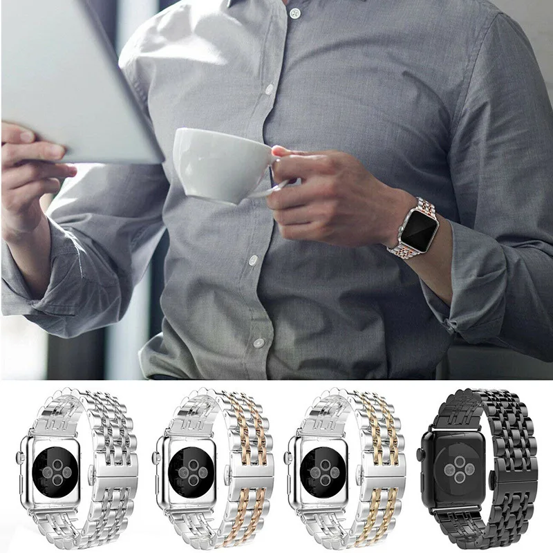 Ремешок из нержавеющей стали для Apple Watch Band Series 5 4 3 44 40 38 мм браслет-петля наручных