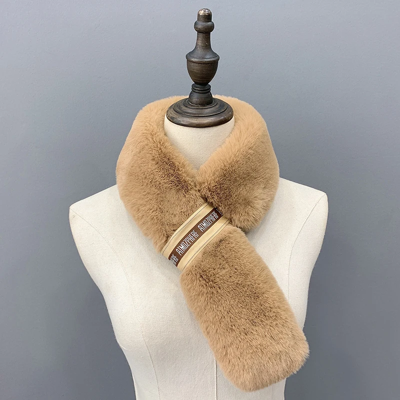 

Женский мягкий шарф-воротник из искусственного меха зимняя теплая пушистая меховая шаль разноцветный модный палантин шарфы верхняя одежда...