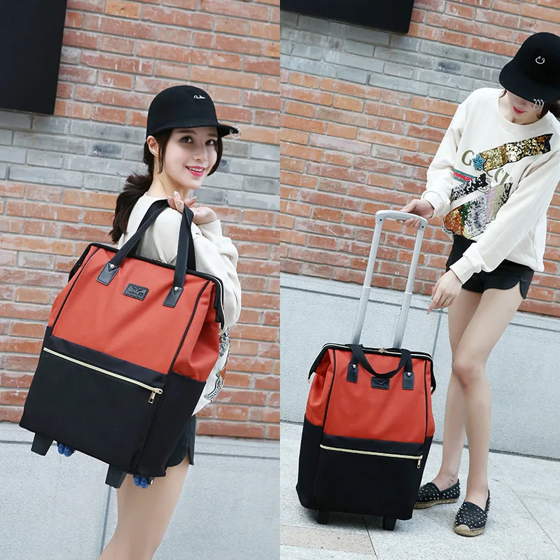 Popular Korean Version Trolley Luggage Bag Travel Nylon Bag Women Men Large Portable Suitcase With Wheels Fashion Valise