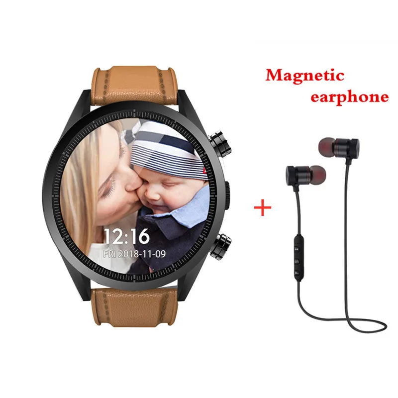 brown add headset Kospet Hope Смарт-часы Android телефон 3 ГБ 3 ГБ 8МП камера Google play store gps карта Smartwatch водонепроницаемые мужские для Android ios - Цвет: brown add headset