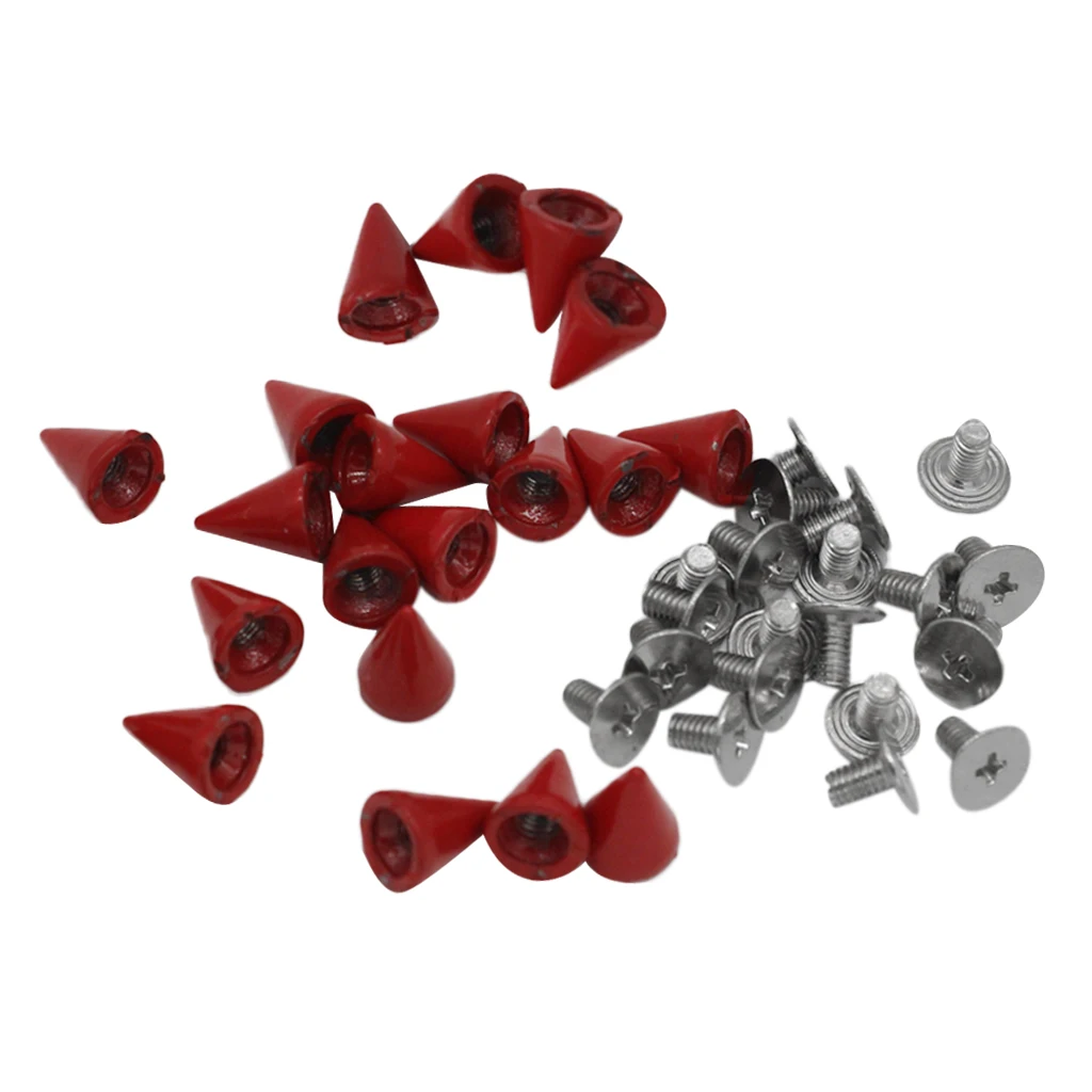 

20 Pack Trendy 7x10mm Red Spots Cone Screw Metal Studs Rivet Spikes