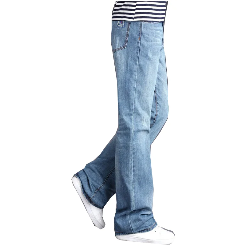 

Pantalones vaqueros Acampanados para hombre, de cintura alta pantalón largo, acampanado, azul, talla grande 28-36