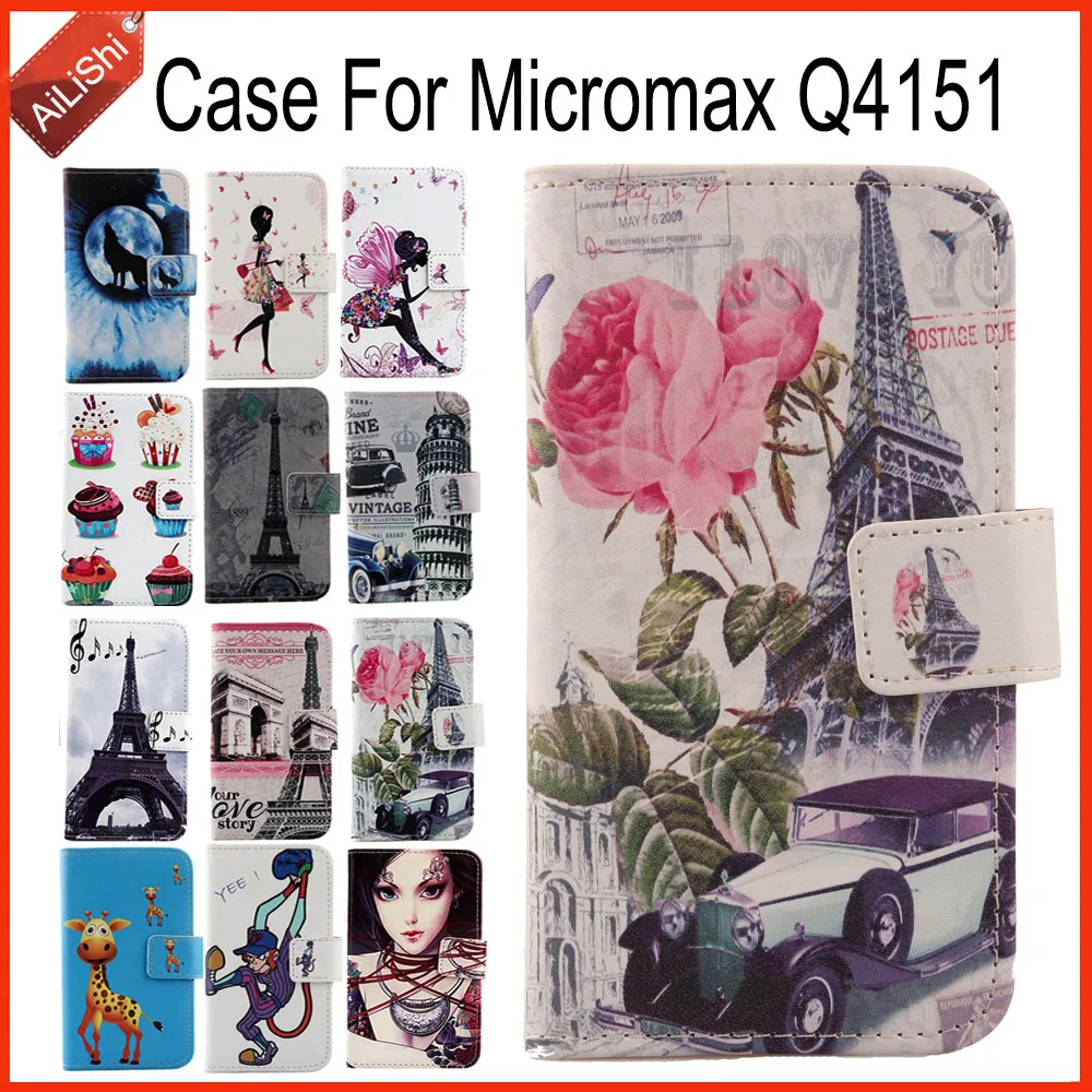 

AiLiShi Case For Micromax Q4151 Luxury Flip Painted Leather Case Q4151 Micromax Exclusive 100% Special Phone Cover Skin+Tracking